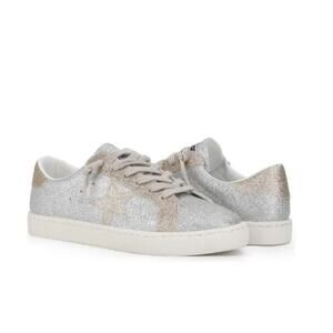Vintage Havana NIB Bianca Sneaker Matt Silver Glitter Sz 7.5 Gold Glam Low Top‎